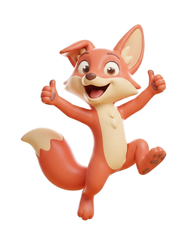 Kip, the Kercel fox mascot, celebrating