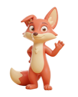 Kip, the Kercel fox mascot, waving